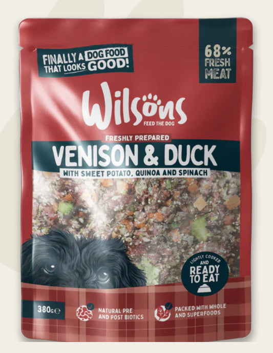Wilsons Steamed Fresh Venison and Duck With Sweet Potato, Quinoa And Spinach- 380g